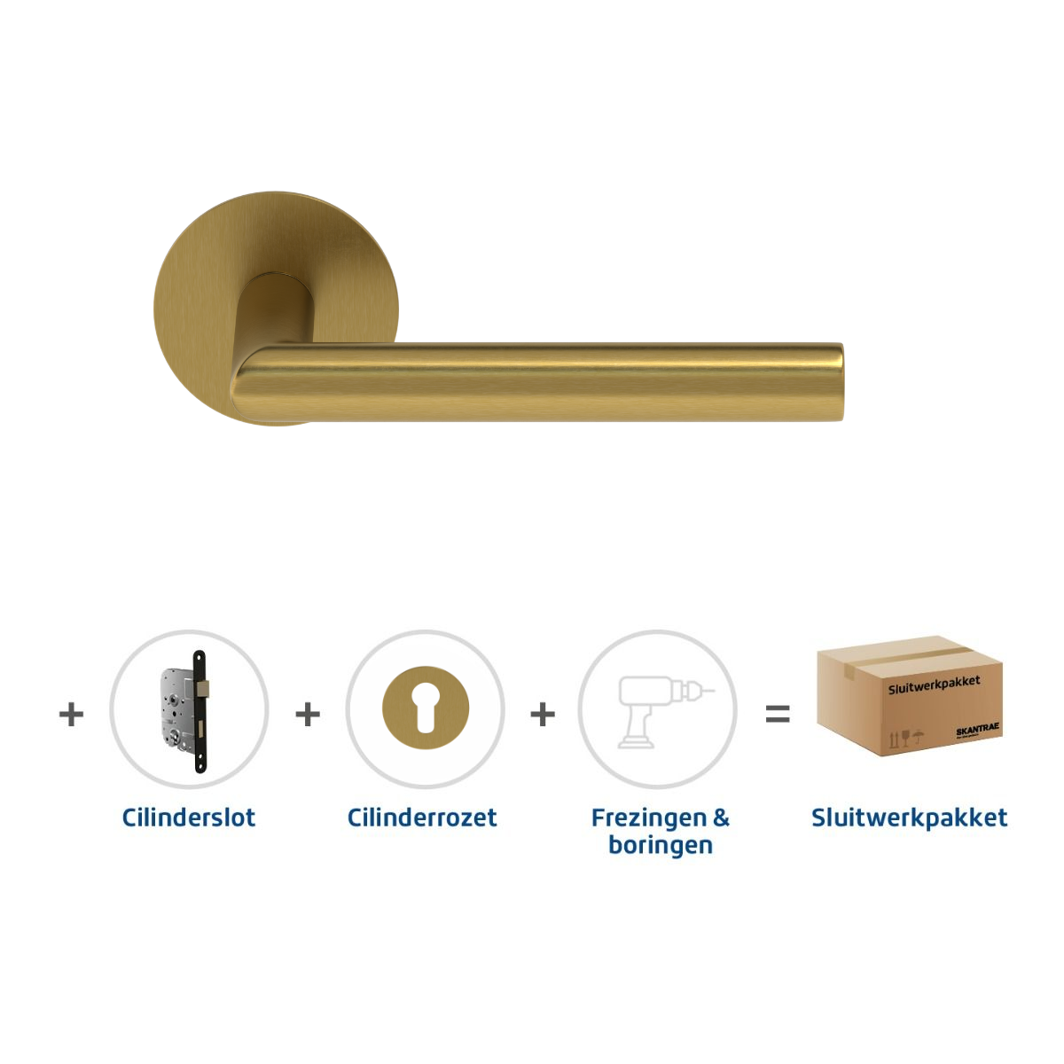 Sluitwerkpakketten met Deurkruk Orbit 19 Flat Mat Messing